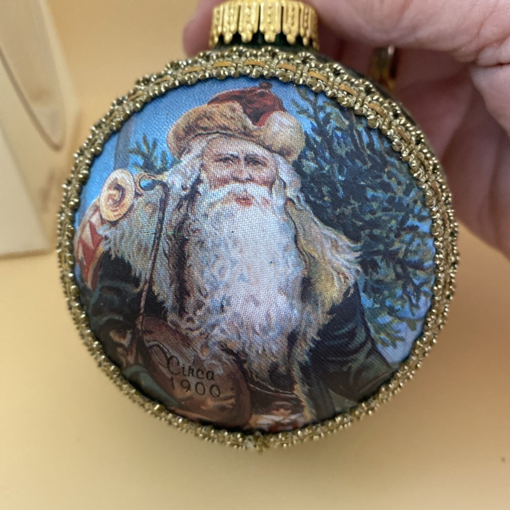 Christmas By Krebs Santa On Silk Series #1900 St. A. Claus Glass Ornament 1995